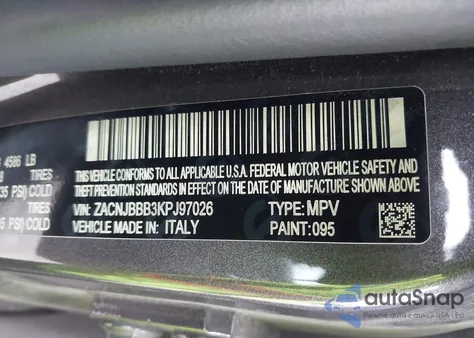 2019 Jeep Renegade Altitude 4X4 from USA, damaged, VIN ZACNJBBB3KPJ97026
